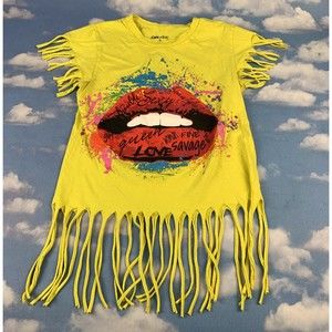 On Fire Yellow Shirt "Lips" Design Size S